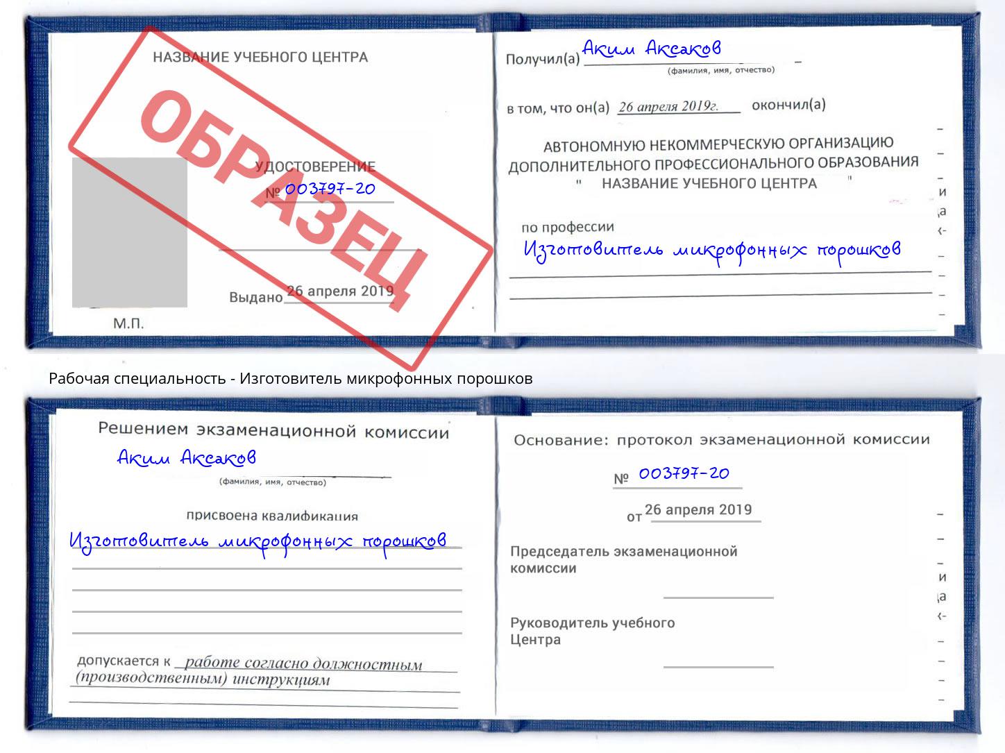 Изготовитель микрофонных порошков Курган
