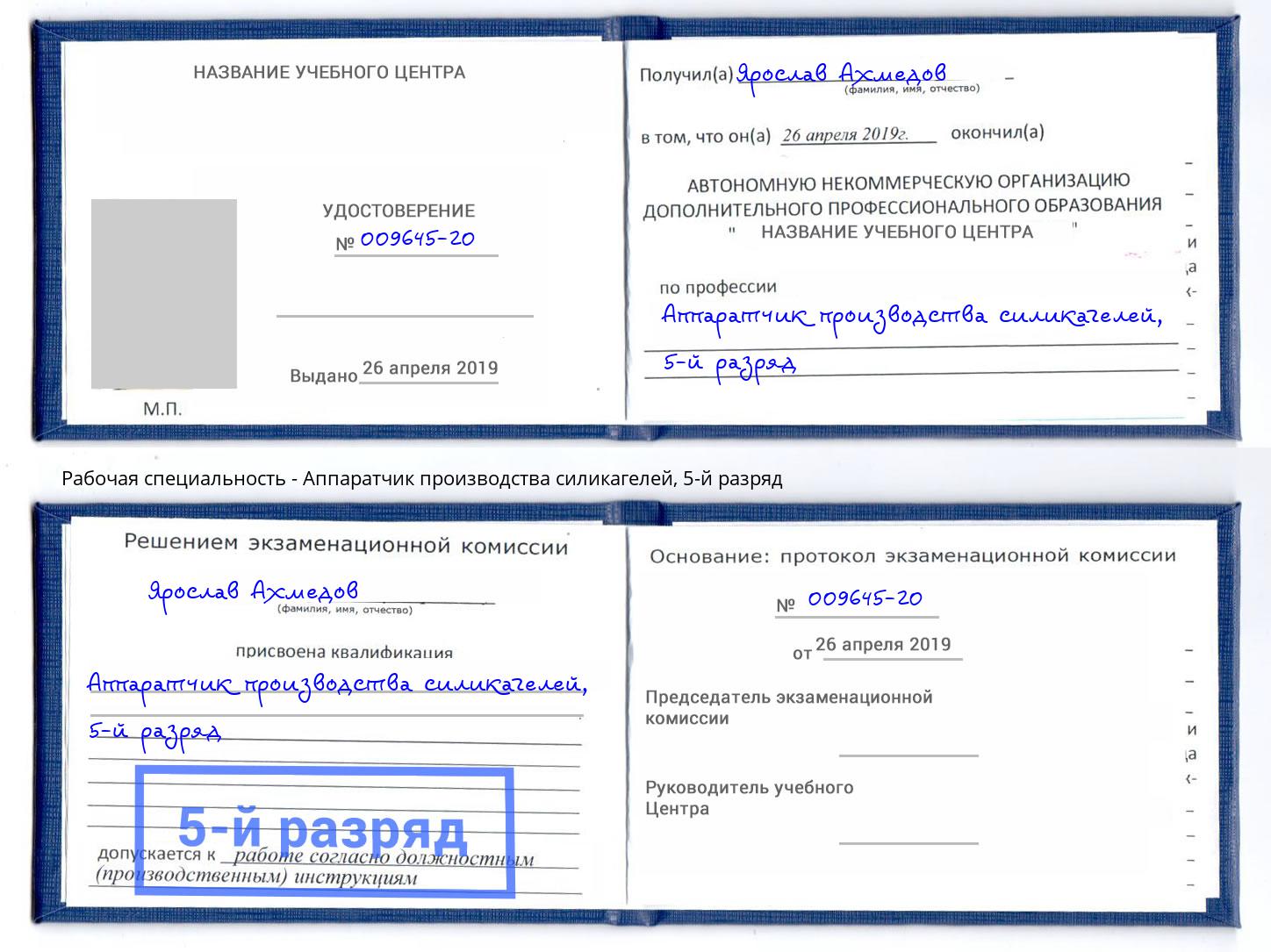 корочка 5-й разряд Аппаратчик производства силикагелей Курган