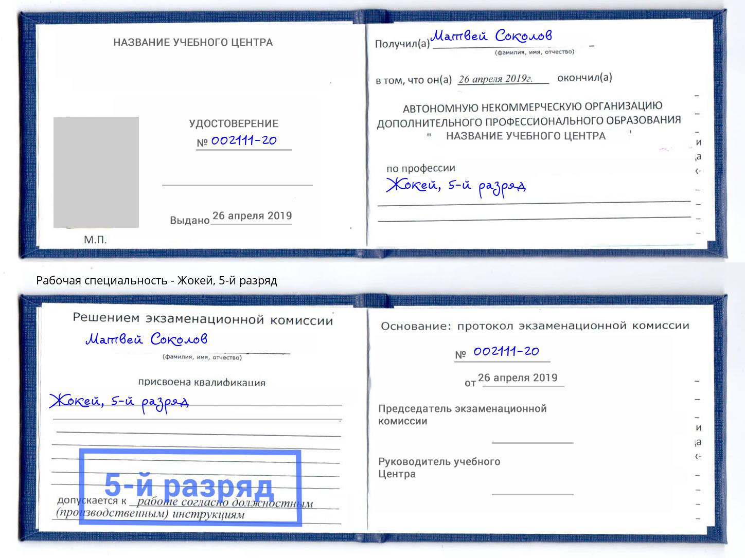 корочка 5-й разряд Жокей Курган